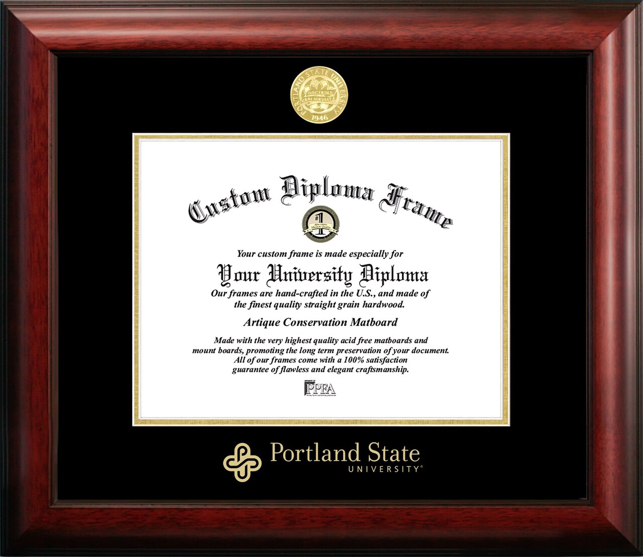 Portland State University 10w x 8h Gold Embossed Diploma Frame
